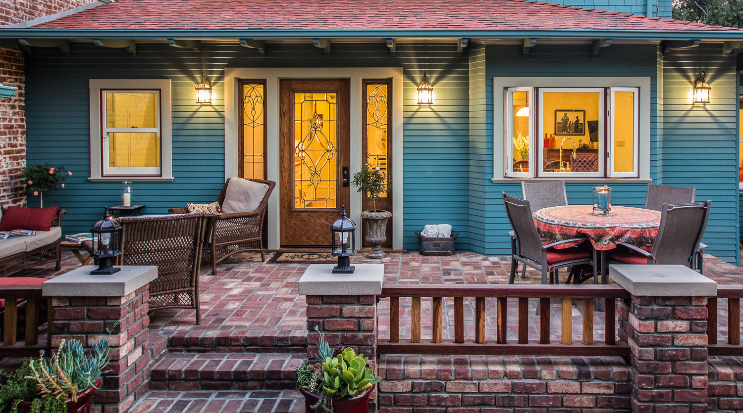Historic Pasadena home with new outdoor living space on patio.