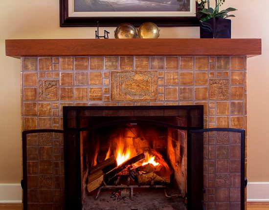 Reproduction of a Batchelder fireplace in South Pasadena.