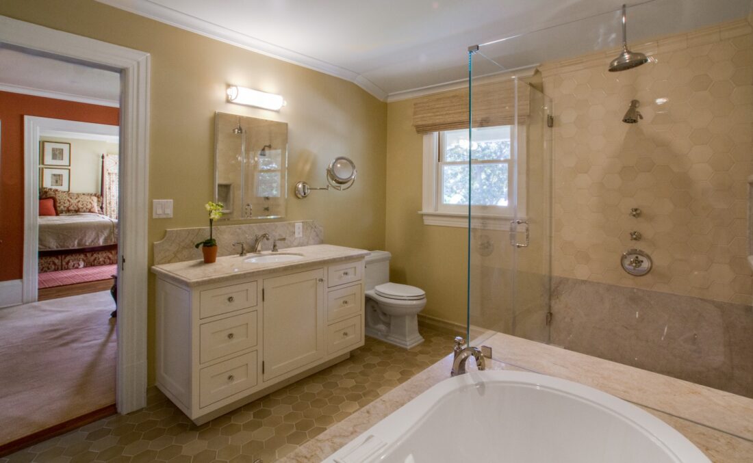 Master bathroom remodel with "hers" whirlpool soaking tub