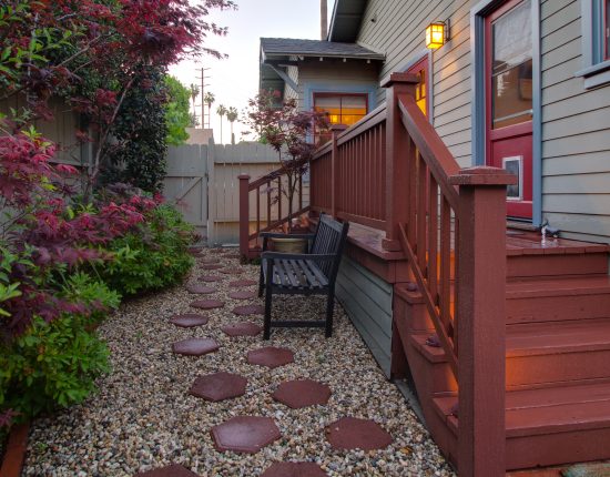 New redwood deck to Zen garden