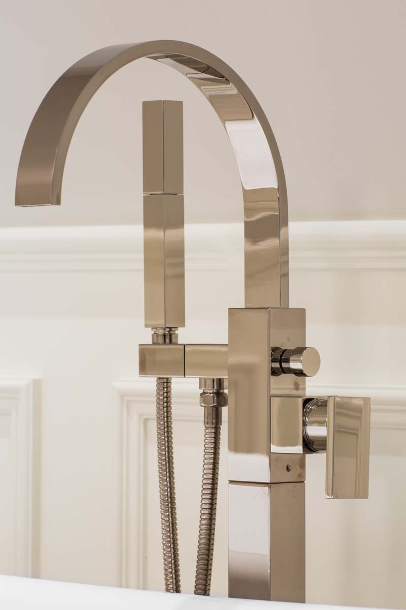 Contemporary tub-fill faucet