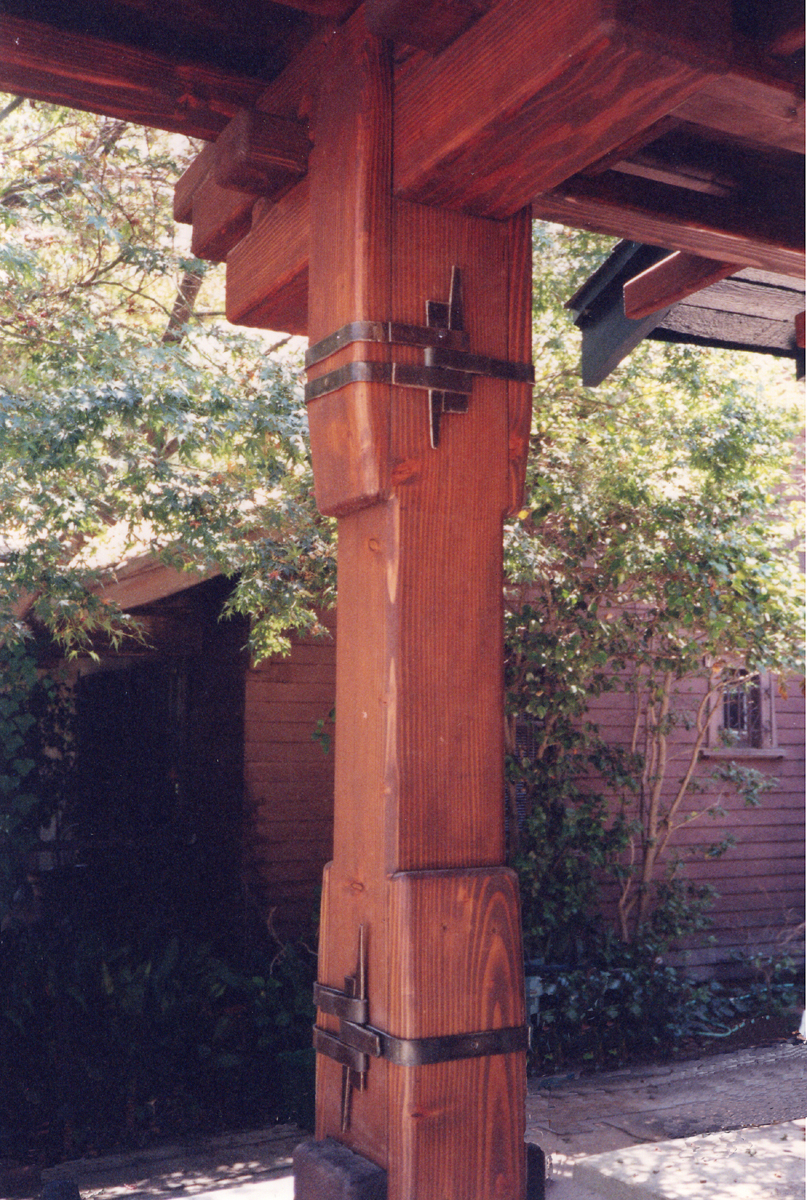Craftsman post with custom metal work.