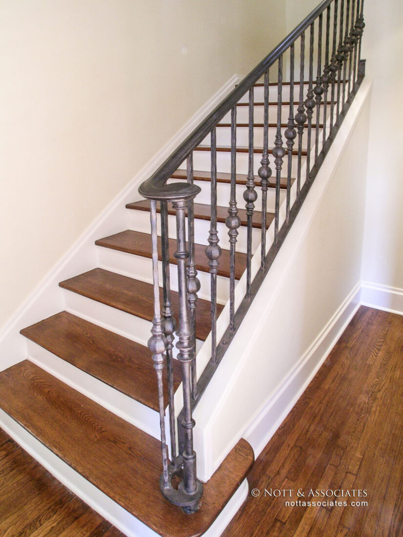 Balustrade Stairs with Wrote Iron Handrails in Mediterranean Home
