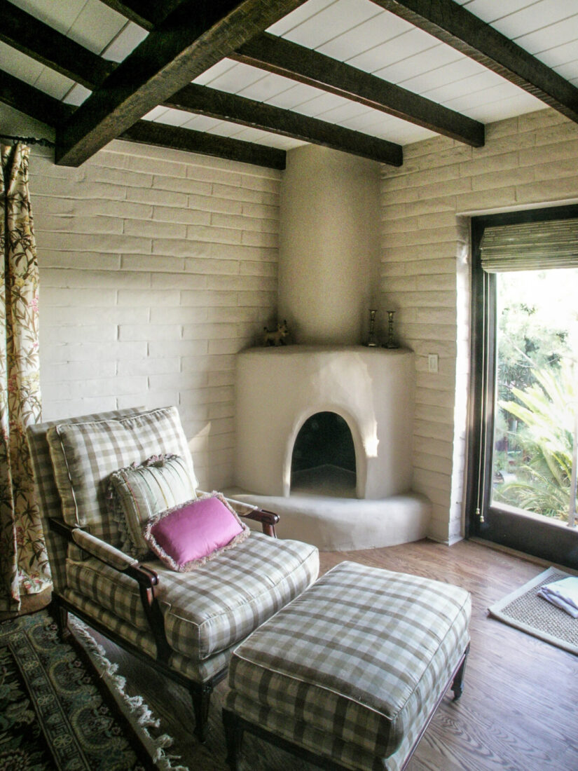 Adobe Corner Fireplace in Spanish Hacienda Home
