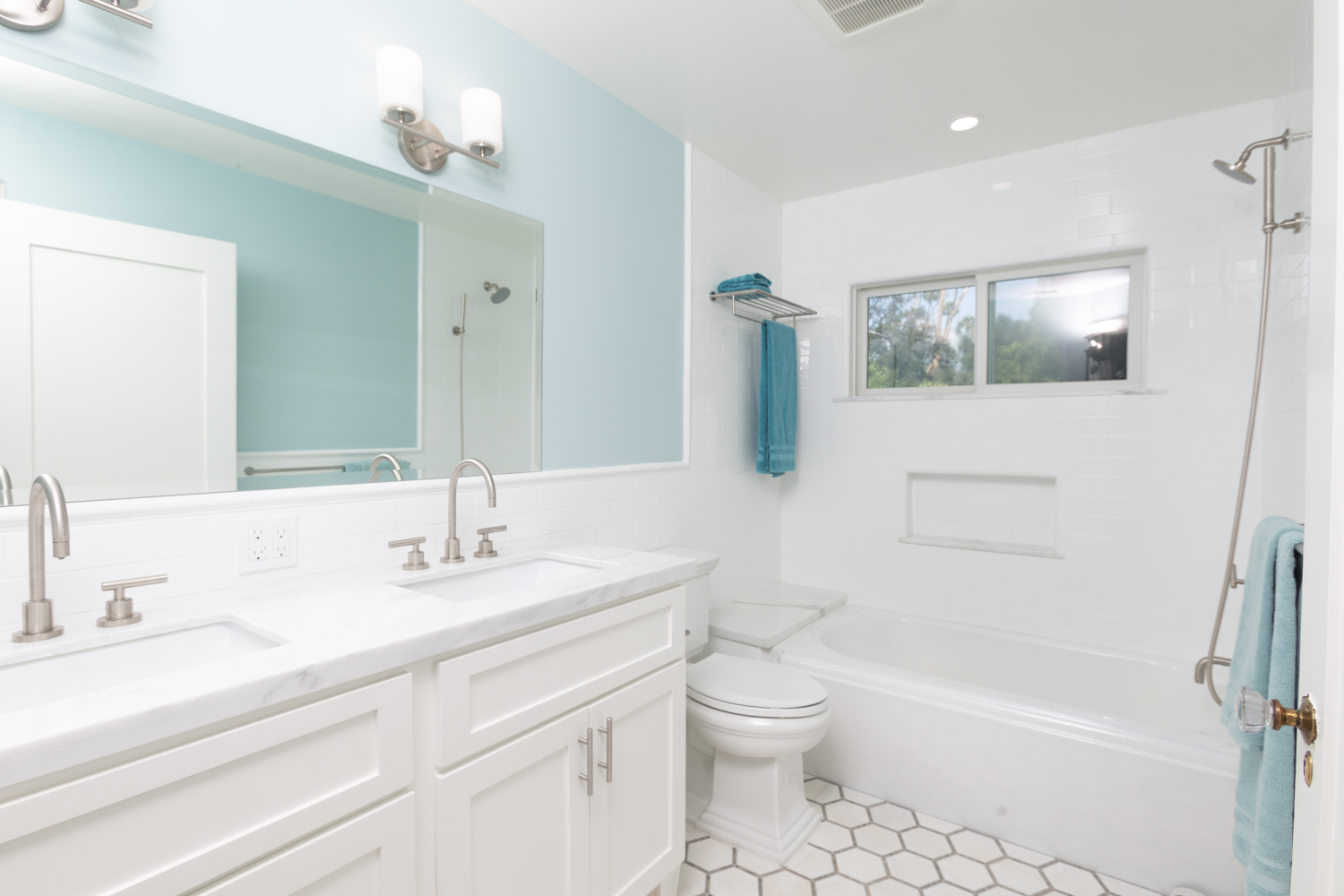 Double vanity children's bathroom remodel