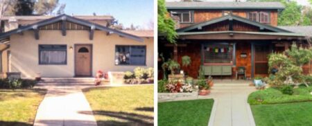 Before and after transformation of craftsman home